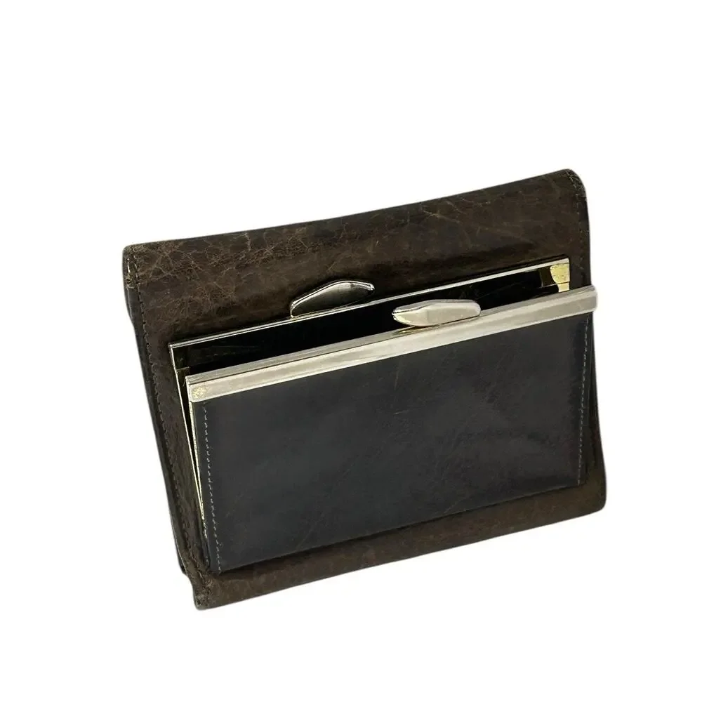 Le Baron MCM Genuine Buffalo Calf Leather Coin Wallet Ladies Change Holder Brown